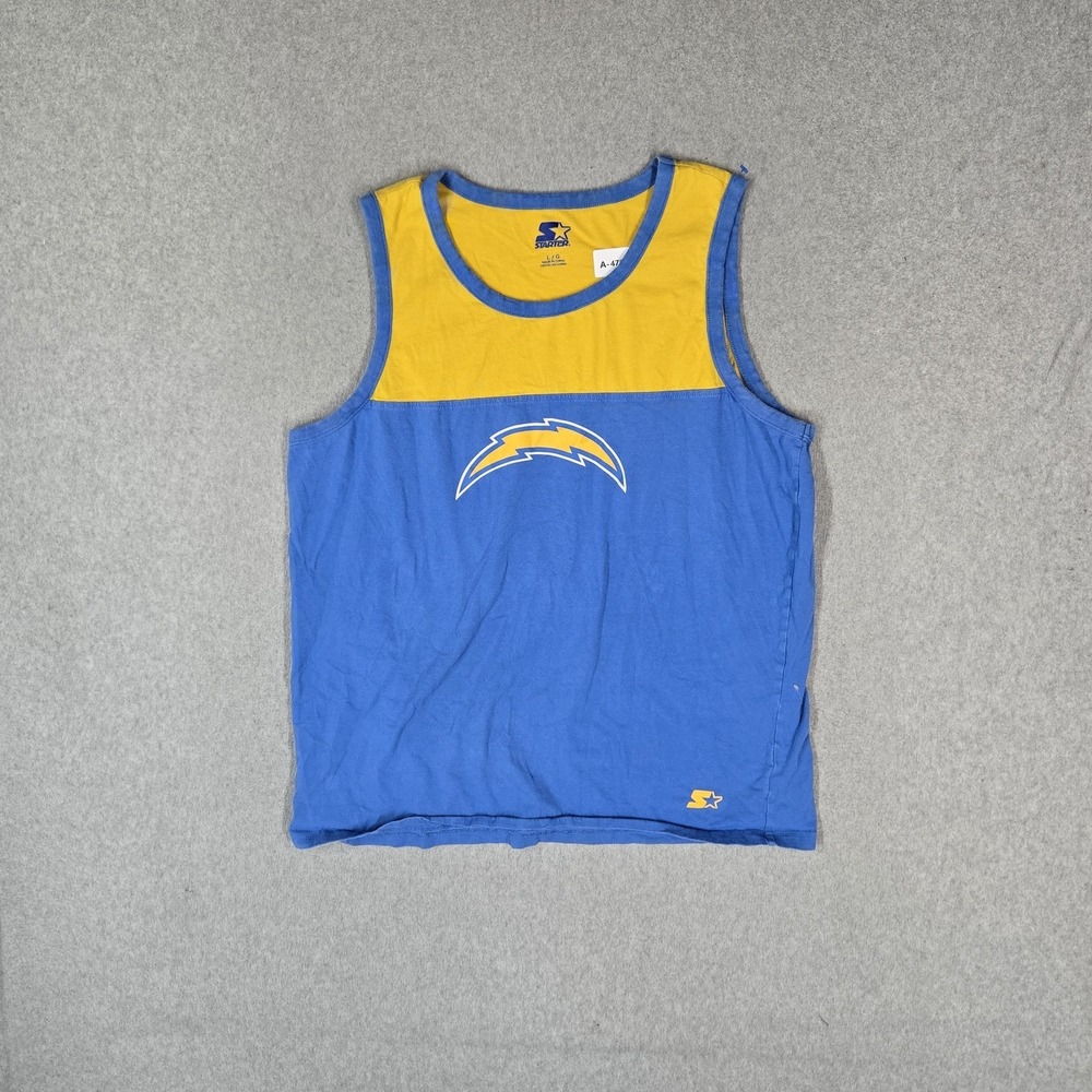 Los Angeles Chargers Men Tank Top L/G Blue Starter Colorblock Team Logo